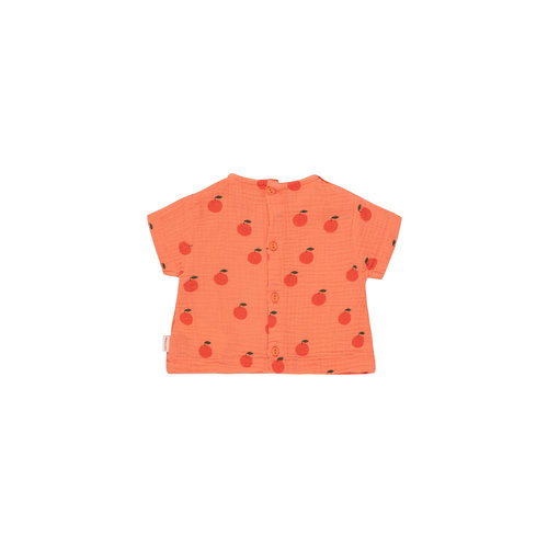 Tinycottons Oranges baby shirt met korte mouw in licht rood