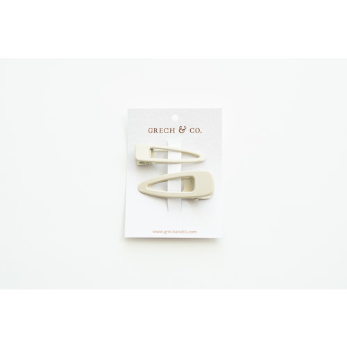 Grech & Co Matte haar clips set van 2 off-white