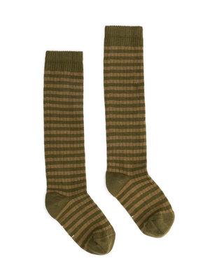 Gray label Long ribbed socks Olive Green / Peanut