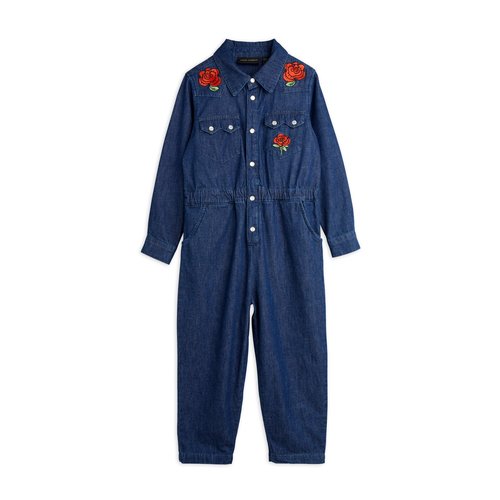 Mini Rodini Denim jumpsuit met rozen