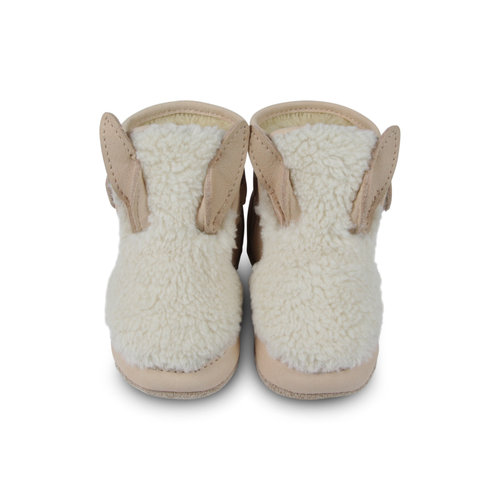 Donsje Baby schoentje Bunny Off White Curly Faux Fur Donsje Baby schoentje Bunny Off White Curly Faux Fur