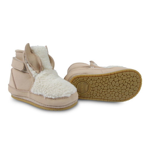 Donsje Baby schoentje Bunny Off White Curly Faux Fur Donsje Baby schoentje Bunny Off White Curly Faux Fur