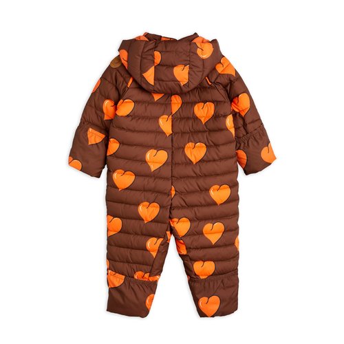 Mini Rodini Warme baby puffer overall met hartjes