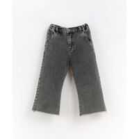 Denim Trousers Frayed Hem Nori