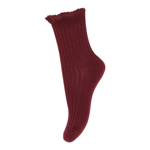 mp Denmark Julia Socks with Lace Wine Red