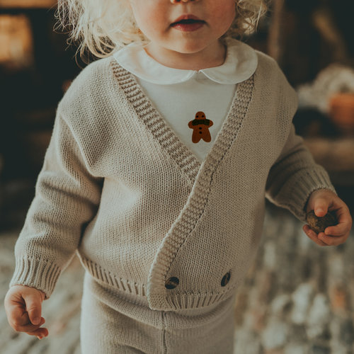 Donsje Romper met lange mouw, kraagje en gingerbread