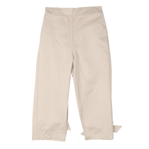 Donsje Broek met strik details en elastische taille licht beige