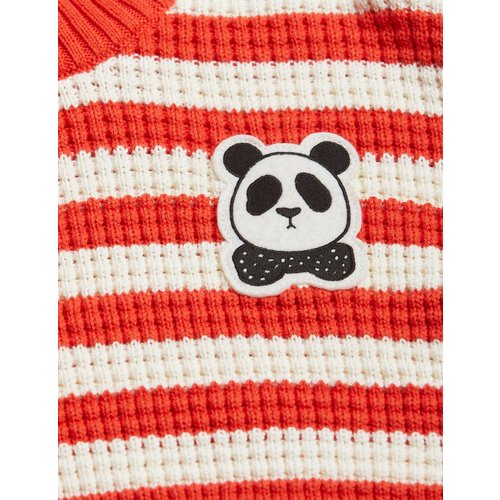 Mini Rodini Rood gestreepte trui met panda logo