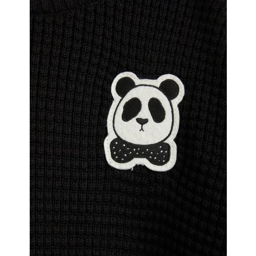 Mini Rodini Zwart gebreide trui met panda logo