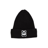 Panda Fold Up Rib Hat Black