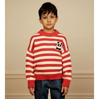 Panda Knitted Sweater Red Striped