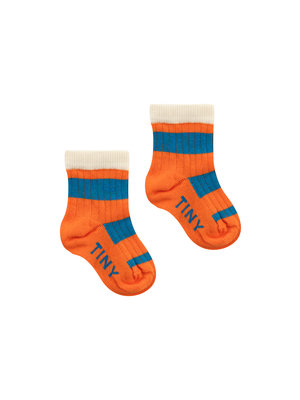 Tinycottons Big Stripes Medium Socks Tangerine Blue