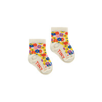 Flowers Quarter Socks Light Cream