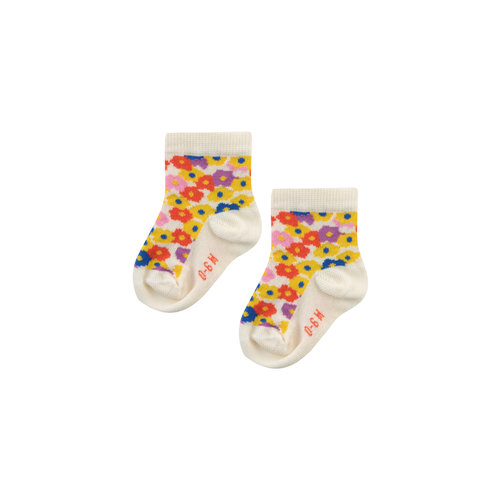 Tinycottons Crème kleurige sokken met flowers opdruk