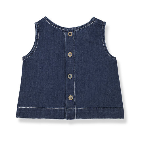 1 + in the family Mouwloze denim top met knoopjes