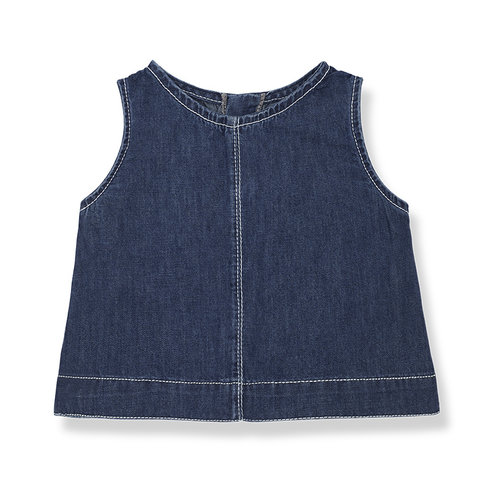 1 + in the family Mouwloze denim top met knoopjes