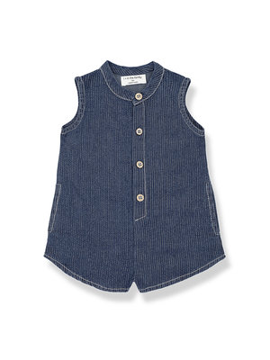 1 + in the family Ivy Short Striped Denim Overall