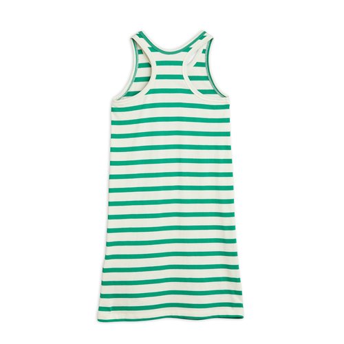 Mini Rodini Groen gestreepte tank dress met panter patch