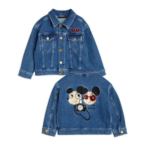 Mini Rodini Denim jasje met Ritzratz opdruk