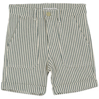 Green Striped Cotton Shorts