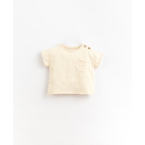 Play up Baby t-shirt met borstzakje in gebroken wit