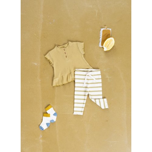 Play up Baby t-shirt met frill mouwtjes & onderkant in licht groen-gele kleur