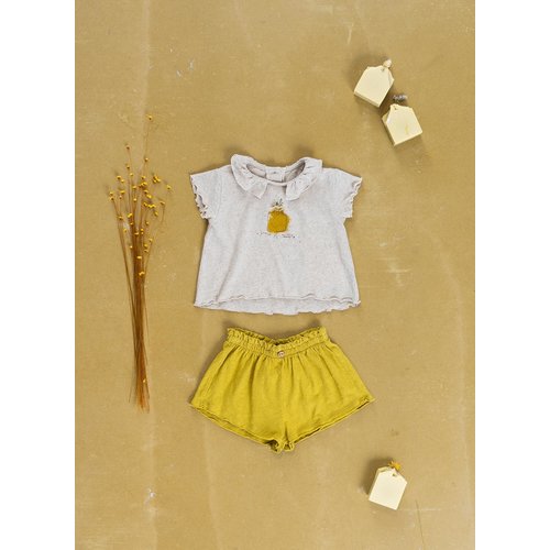 Play up Baby t-shirt met frill kraagje in natuurlijke kleur