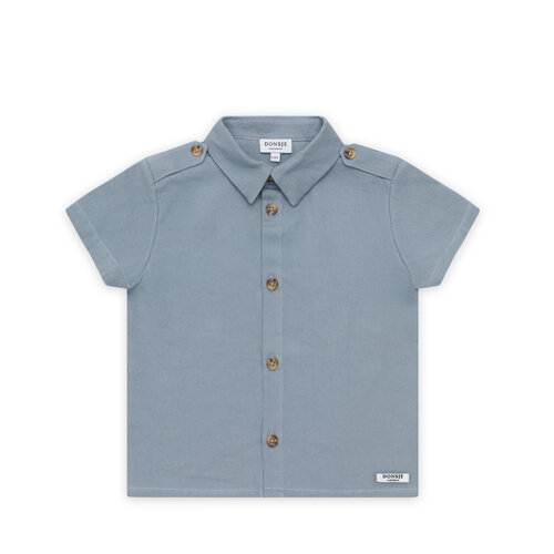 Donsje Shirt met korte mouwen en knoopsluiting in blauwe kleur