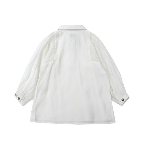 Donsje Witte blouse met lange mouwen & peter pan kraag