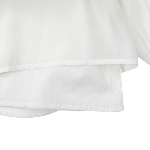 Donsje Witte blouse met lange mouwen & peter pan kraag