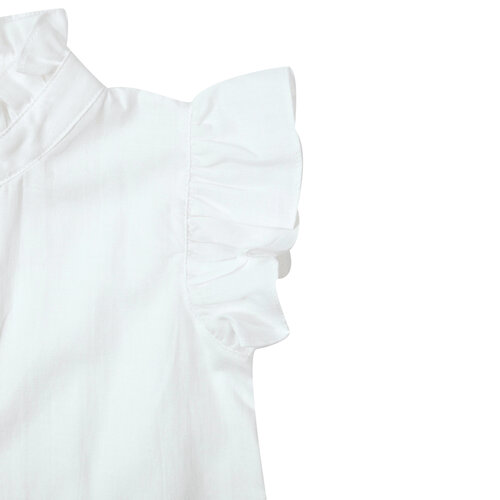 Donsje Witte mouwloze blouse met ruches