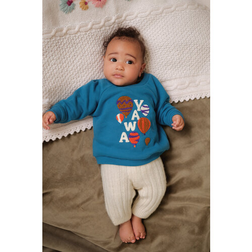 Louise Misha Blauw baby fleece sweatshirt met borduur opdruk - Copy