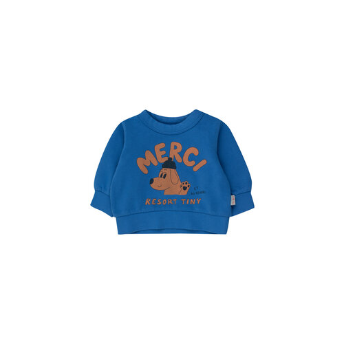 Tinycottons Blauwe baby sweater met Merci opdruk