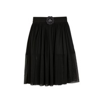 Bat flower tulle skirt black