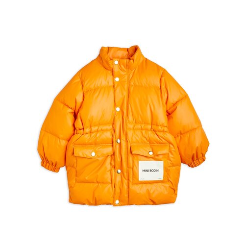 Mini Rodini Oranje puffer jas met logo