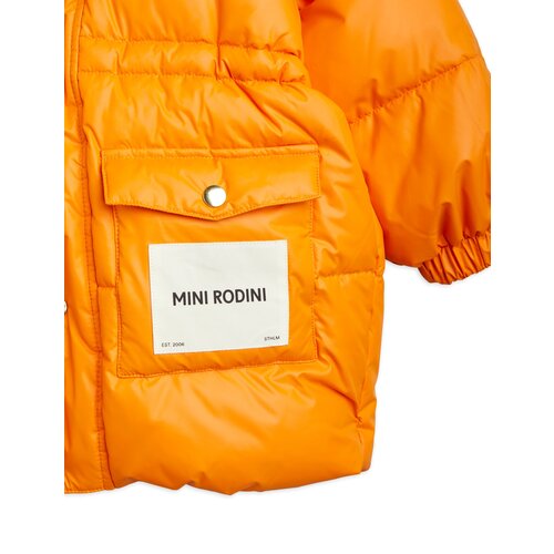 Mini Rodini Oranje puffer jas met logo