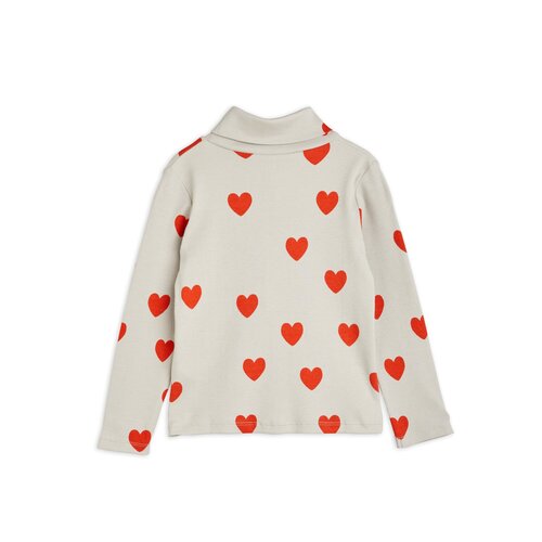 Mini Rodini Grijs shirt met lange mouwen, een colletje en hartjes print