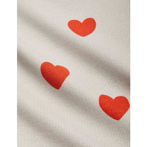 Mini Rodini Grijs shirt met lange mouwen, een colletje en hartjes print