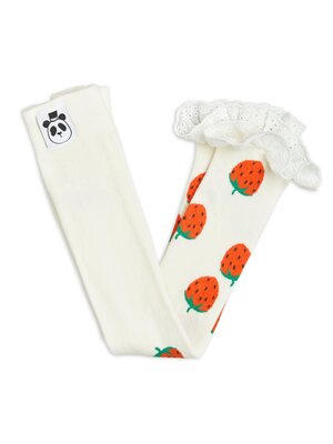 Mini Rodini Strawberries lace tights off-white