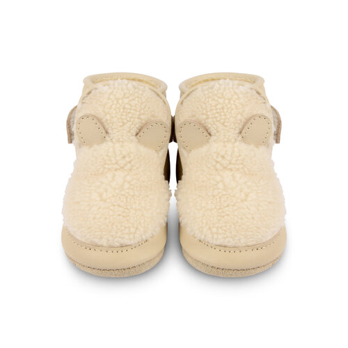 Donsje Baby schoentje Polar Bear Off White Curly Faux Fur