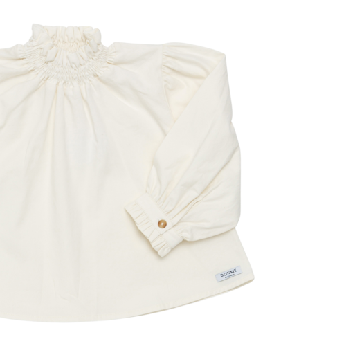 Donsje Luxe blouse met opstaand kraagje in off-white