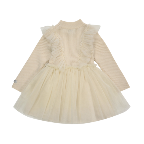 Donsje Jurk met tulle rok in crème kleur