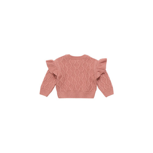 the new society Wollen baby trui met frills in oud roze