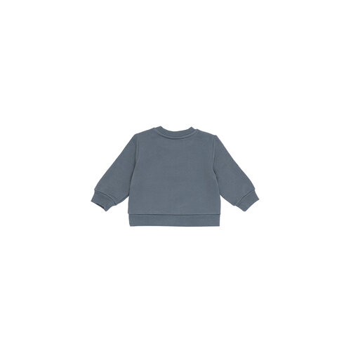 the new society Blauwe baby sweater met logo opdruk