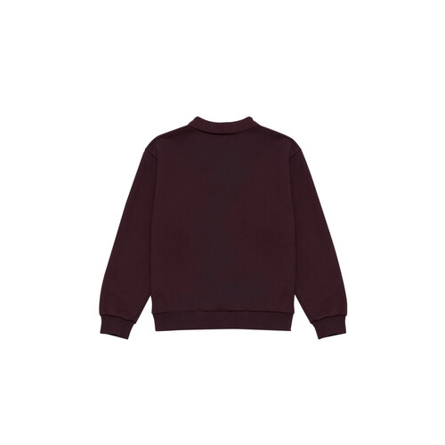 the new society Aubergine kleurige polo sweater met logo opdruk