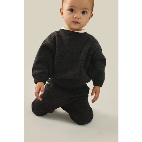 Gray label Merino wollen baby broekje in nearly black kleur