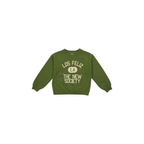 the new society Groene sweater met opdruk