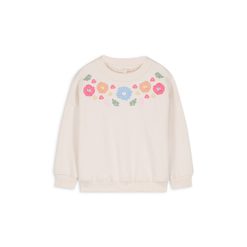 Louise Misha Crème kleurig fleece sweatshirt met geborduurde bloemen