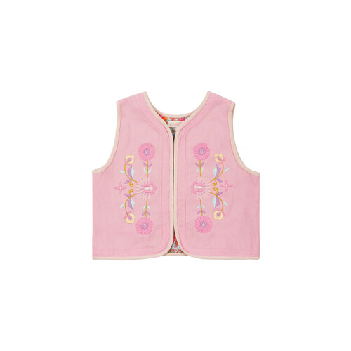 Louise Misha Roze reversible gilet met geborduurde bloemen