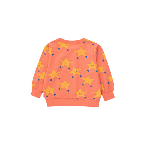 Tinycottons Licht rode baby sweater met dancing stars print